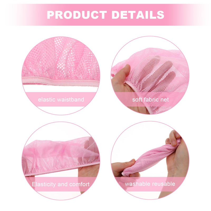 Dimeho 4 Pcs Mesh Sleep Bonnets Night Sleep Cap Hair Net for Sleeping Wig Cap Sleep Caps for Women(Pink/Black - Image 3